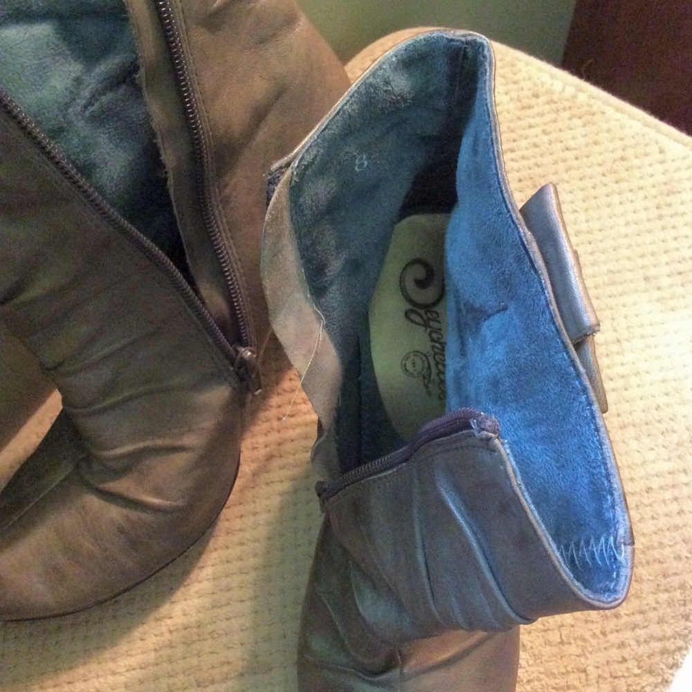 Seychelles bow ankle heel boots grey taupe Sz. 8 - Picture 6 of 6